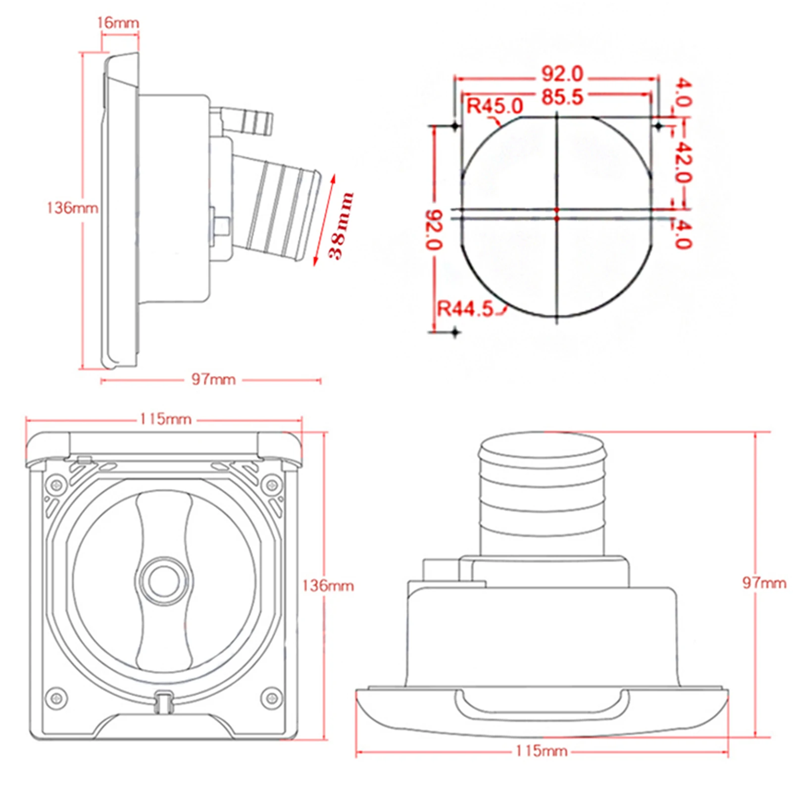 RV Water Inlet Gravity Water Filler Hatch Cap With Waterproof Cover  With Keys  Plastic Gravity Fresh Water Fill hatch Inlet