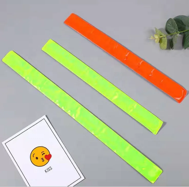 Fluo Yellow Reflex Safety Slap Stripe Reflective Leg Straps Reflective Slap Bands High Visibility Arm Bands