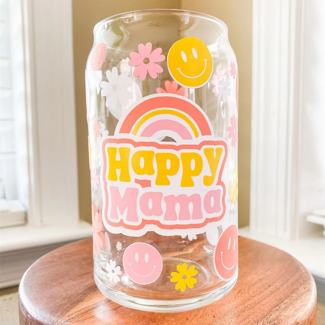 12oz 16oz 25oz heat press machine DIY blanks sublimation clear pint beer can glass tumbler with bamboo lid and straw