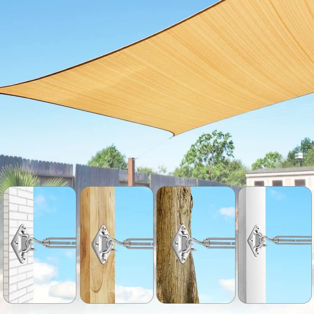 Rectangle Triangle Sun Shade Sail Hardware Kit 304 Stainless Steel Wire Rope Coated Cable Sun Shade Sail Hardware Kit