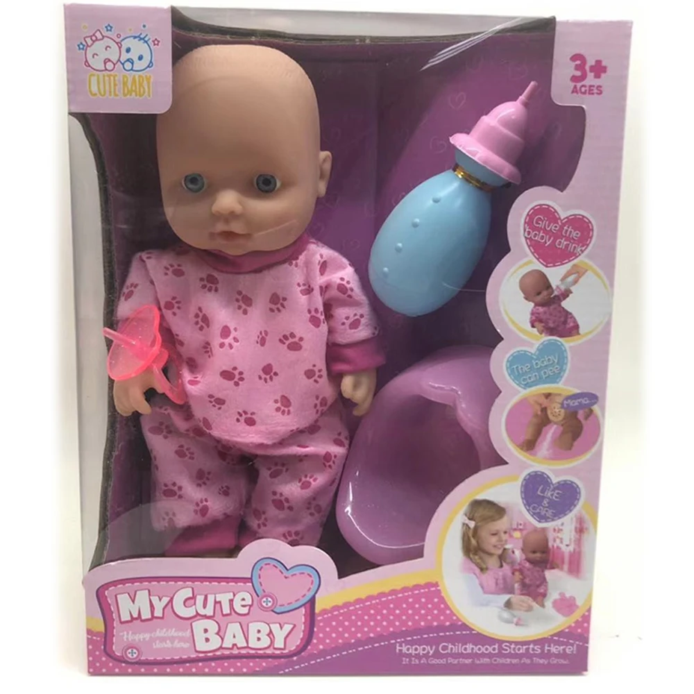 12 inch vinyl doll set baby bottle rebirth doll play house toy with 4 sound IC (package 3*AG13)