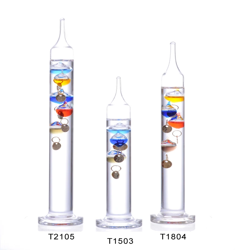 13 inch  high glass Galileo thermometer with 5 color balls glass decorative galileo thermometer barometer