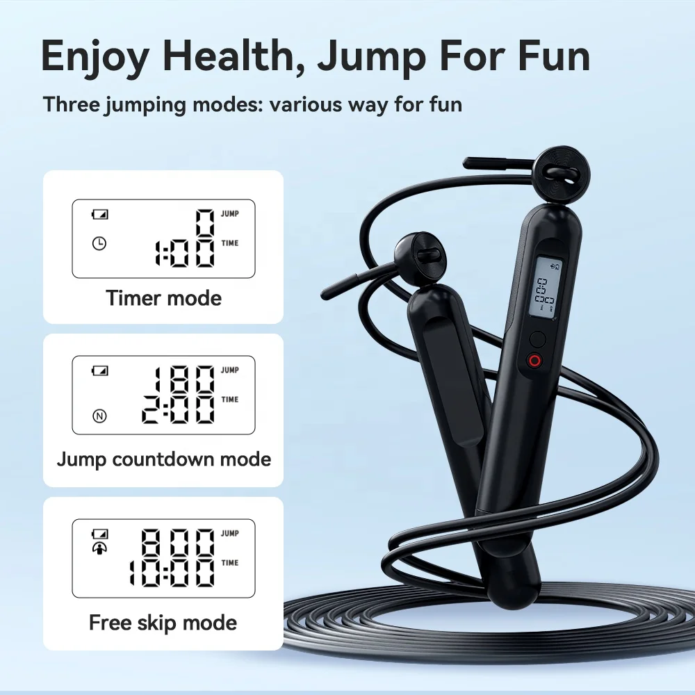 Digital Smart Cordless Jump Rope for Fitness PVC and Wire Speed Skipping Rope with Counter Electronic Sensor Type for Boxing