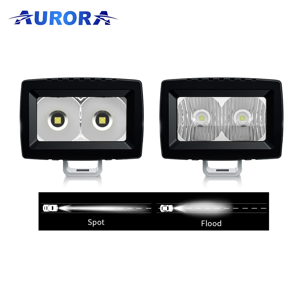 AURORA Patent Super Bright Cheap 12V 24V Car 20W Offroad Truck Flood LED Work Light Bar For Car SUV Boat