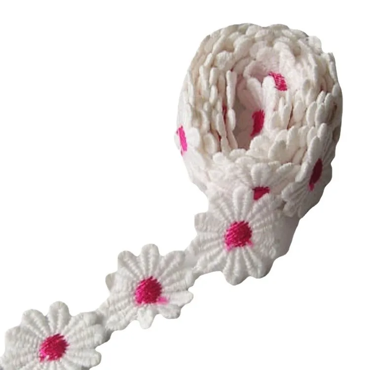 Colorful Daisy Flower Lace Trim Knitting Wedding Embroidered Diy Handmade Patchwork Ribbon Sewing Supplies Crafts