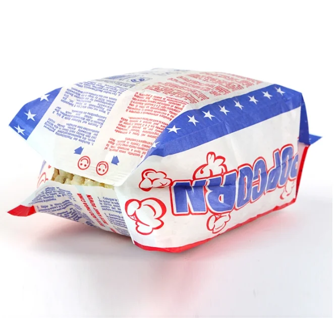 Popcorn Making Bag Microwave Popcorn Paper Bag Food Grade Custom Printing Greaseproof Paper Bag for Popcorn