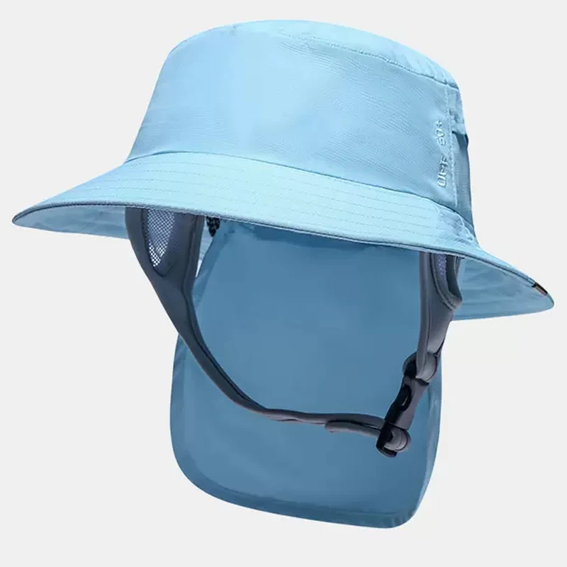 Summer waterproof surf hat Custom printed logo uv sun fishing casquette fisherman cap Nylon surfing Bucket Hats with chin strap