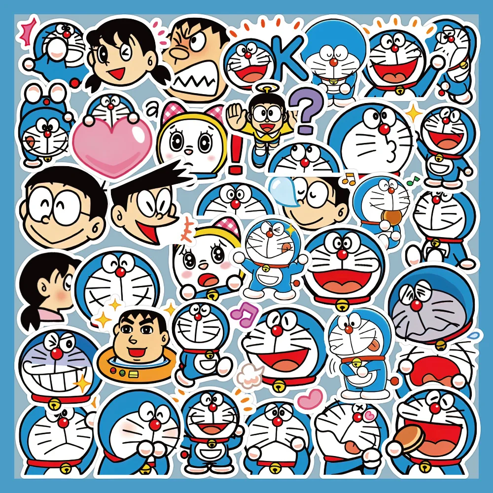 ZY1670C 40Pcs Anime Doraemon Stickers Waterproof Decorative Girls Laptop Skateboard Cellphone Luggage Guitar For Teen Decal