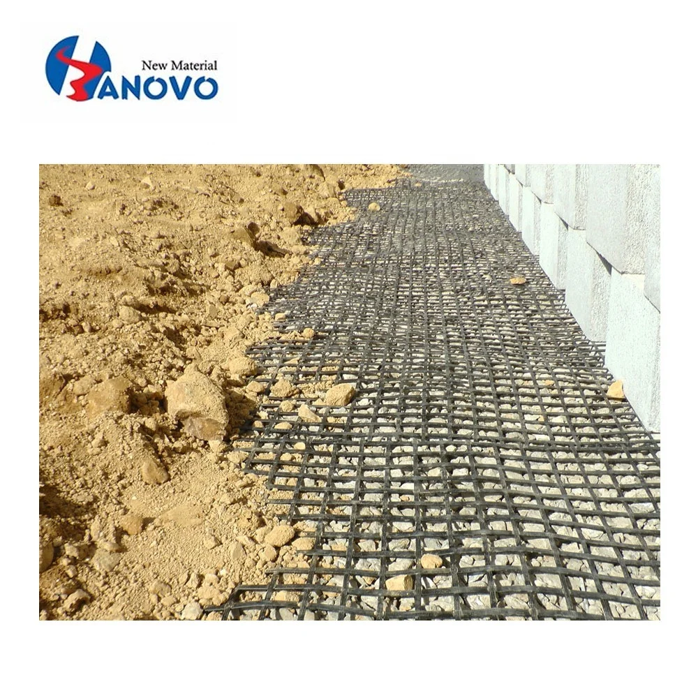 Polyester Retaining Wall Biaxial Geogrid Roll For Stabilization
