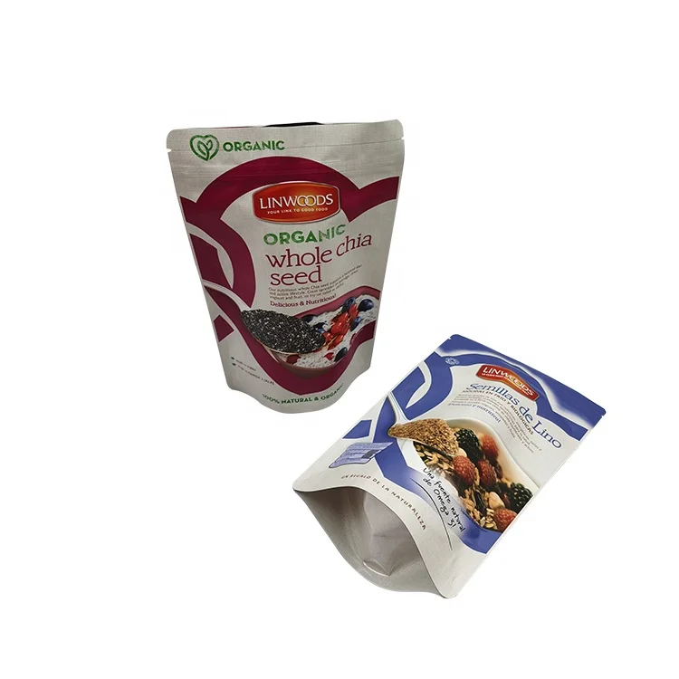 Aluminum foil stand up food grade High quality plastic zip lock food bag custom printed cookie plastic packaging