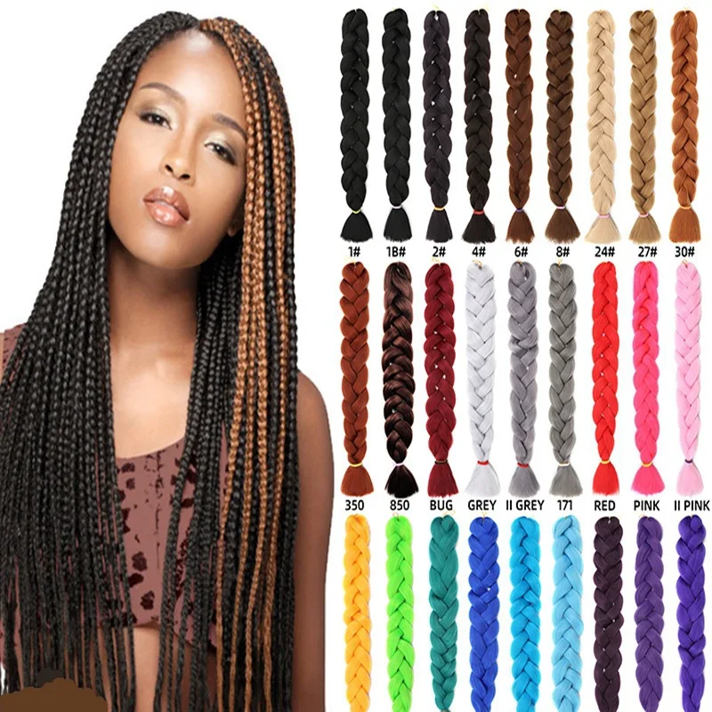 41 Inch Bigger Ombre Jumbo Braiding Synthetic Hair 165g Pre Stretched 82 Inch Crochet Hair Extensions For Box Twist Braids