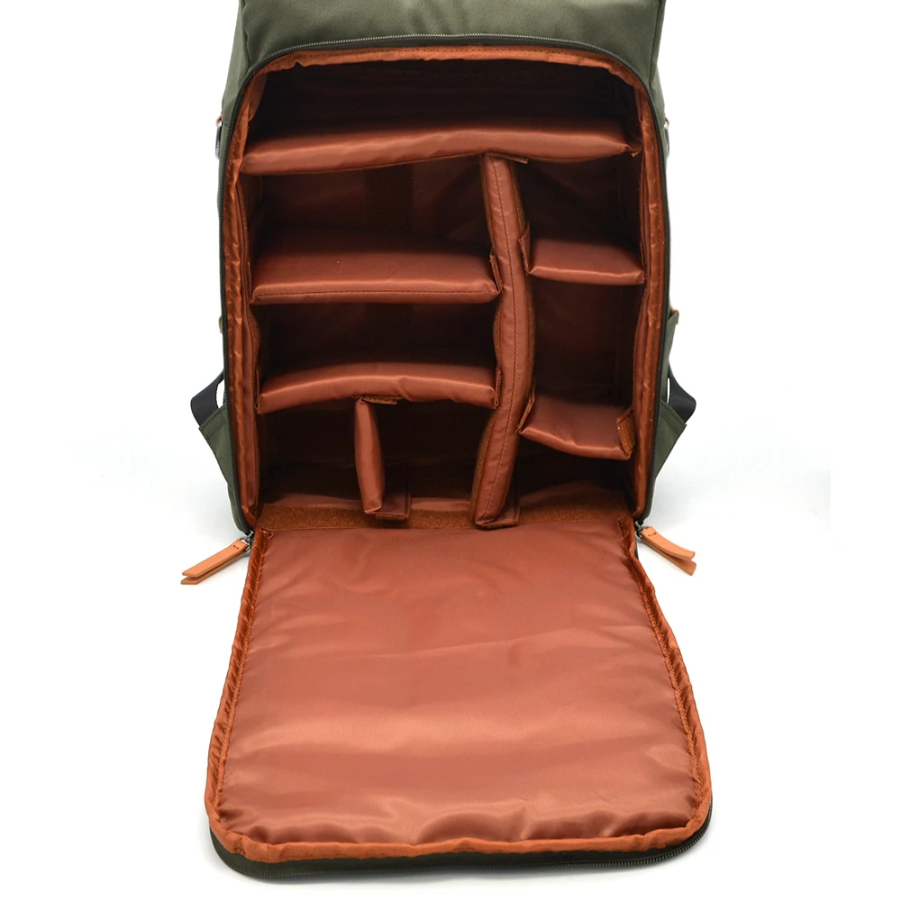 professional Outdoor custom Shockproof Waterproof Multi Functional Large Leather Dslr Camera video Backpack bag Rucksack