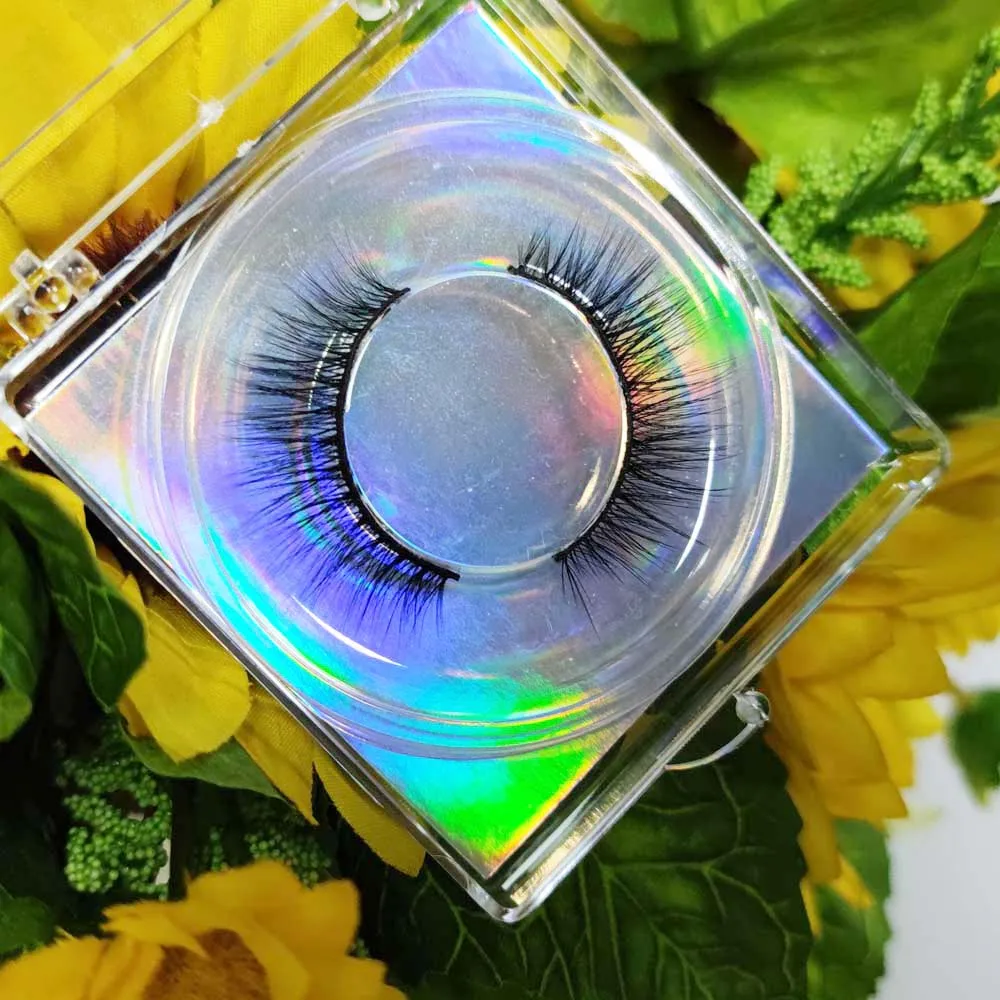 
Wholesale Bulk Plain Ideas Clear Window Acrylic Box Indivdual Eyelash Case Organizer Package Custom Logo Minx Mink Fabric Lashes 