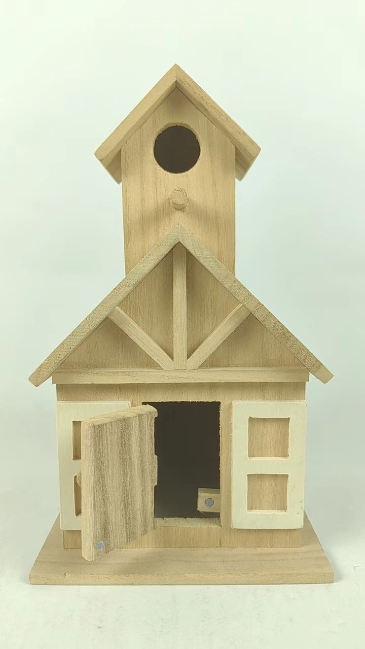 Customized Pine Bird House Wooden Sparrow House with Engraving Personalized Woodworking Art for Home Decoration Unique Gift Idea