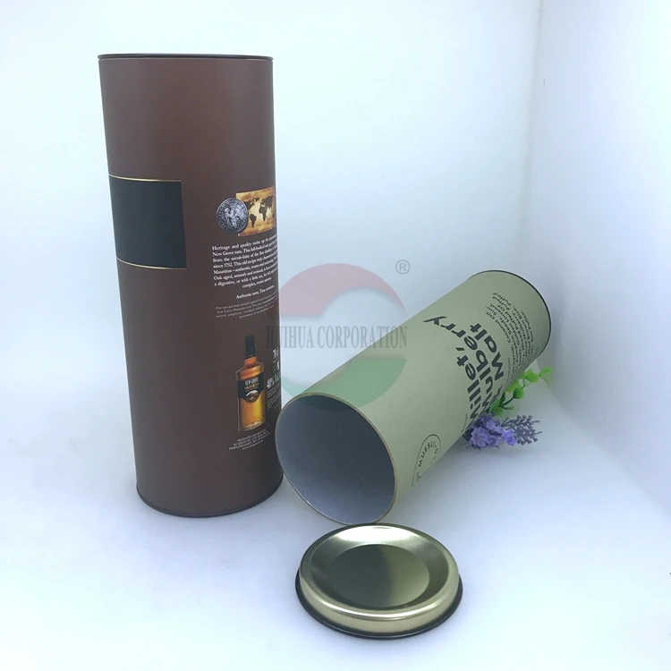 Custom Eco Friendly Cardboard Cylinder Round Gift Paper Tube For 750ml Wine Bottles Packaging