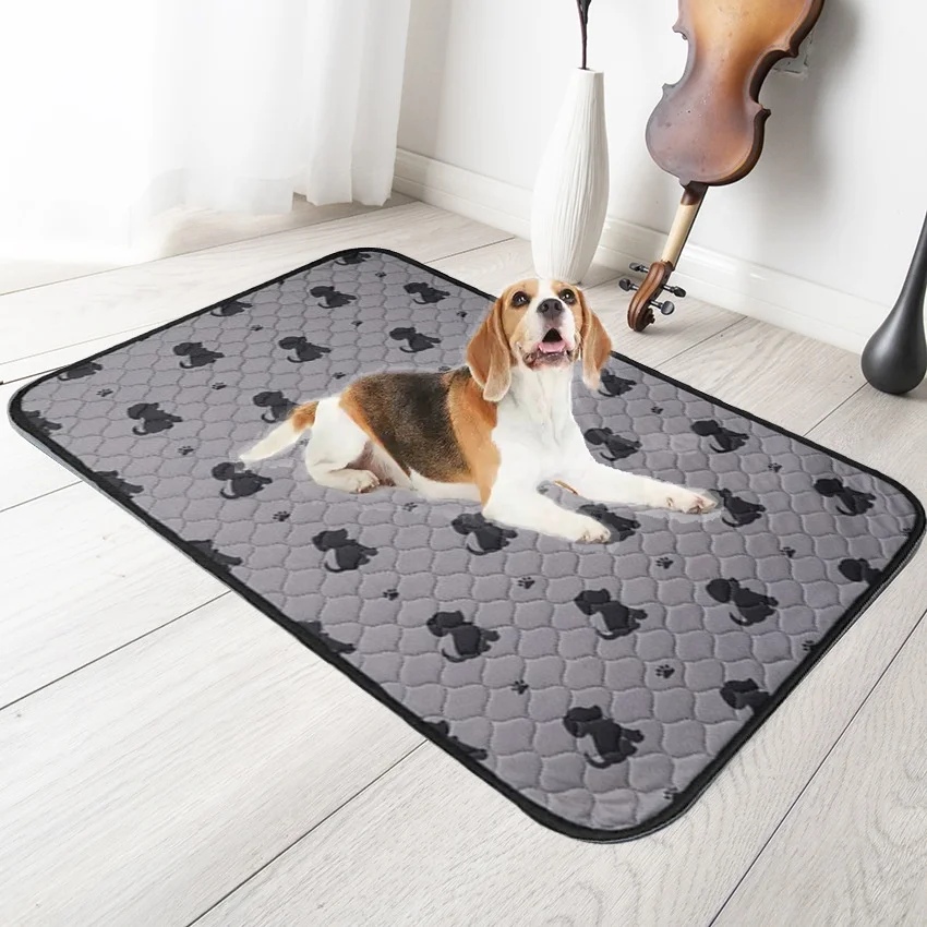 Reusable Pet Urine Pad Washable Easy To Dry Dog Cat Diaper Mat Absorbent  Diapers Pads Bone Paw Print For Sofa Bed Dog Floor Mat