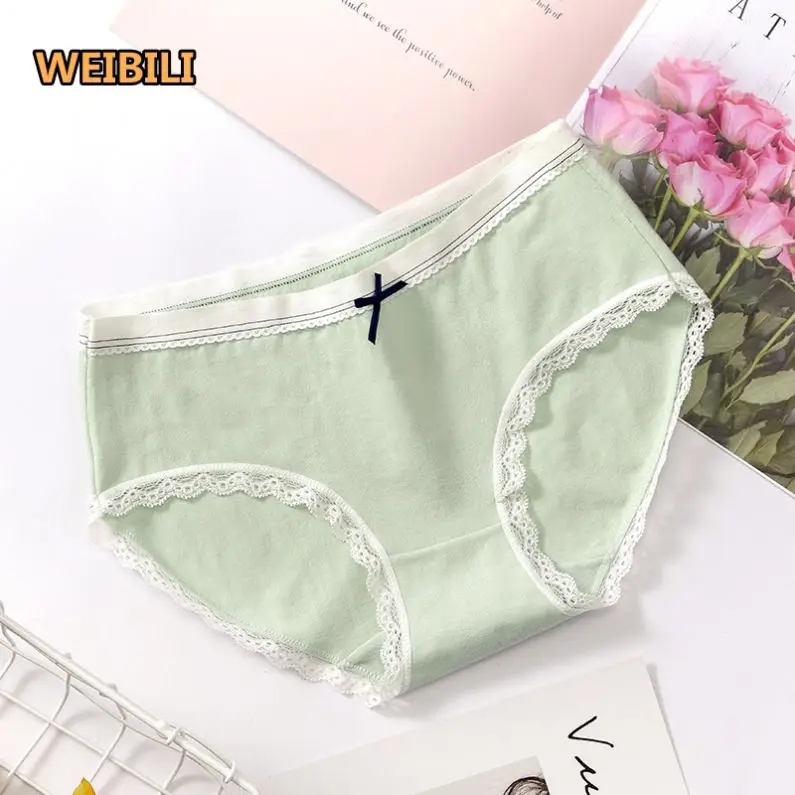 Lace fashion sexy large size Mid Waist cotton women Panties