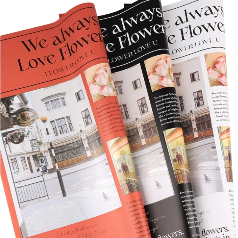 LUCIA Bouquet Wrapping Paper Thickened Waterproof Flower Wrapping Paper English Newspaper Wrapping Flower Paper LF160682