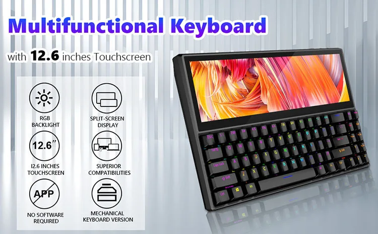 Mechanical keyboard K2 Monitor Universal Mobile Phone Computers Dual Screen Extender Portable 2 in 1 Keyboard