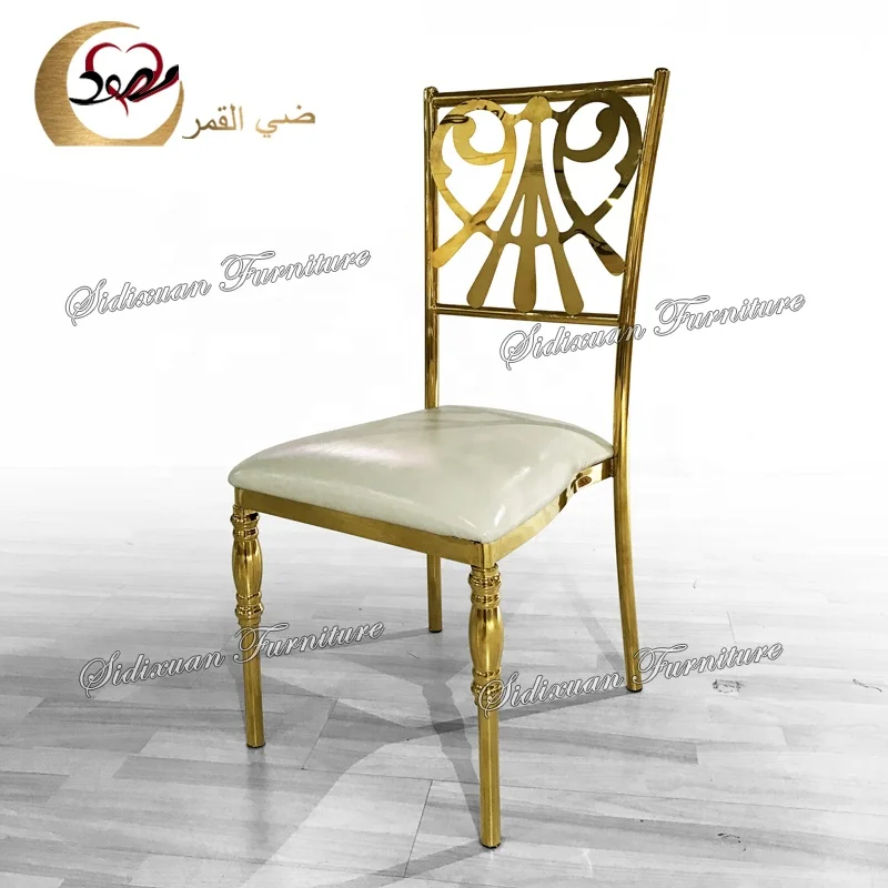 
Wholesale romantic golden stainless steel frame wedding tiffany dining chair 