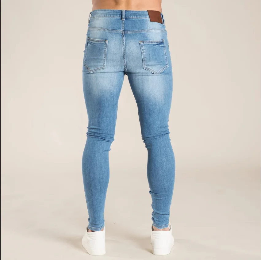 Dropshipping Stock Mens Jeans Full Pant Stretch Solid Slim Fit Custom Jeans Men Denim Skinny