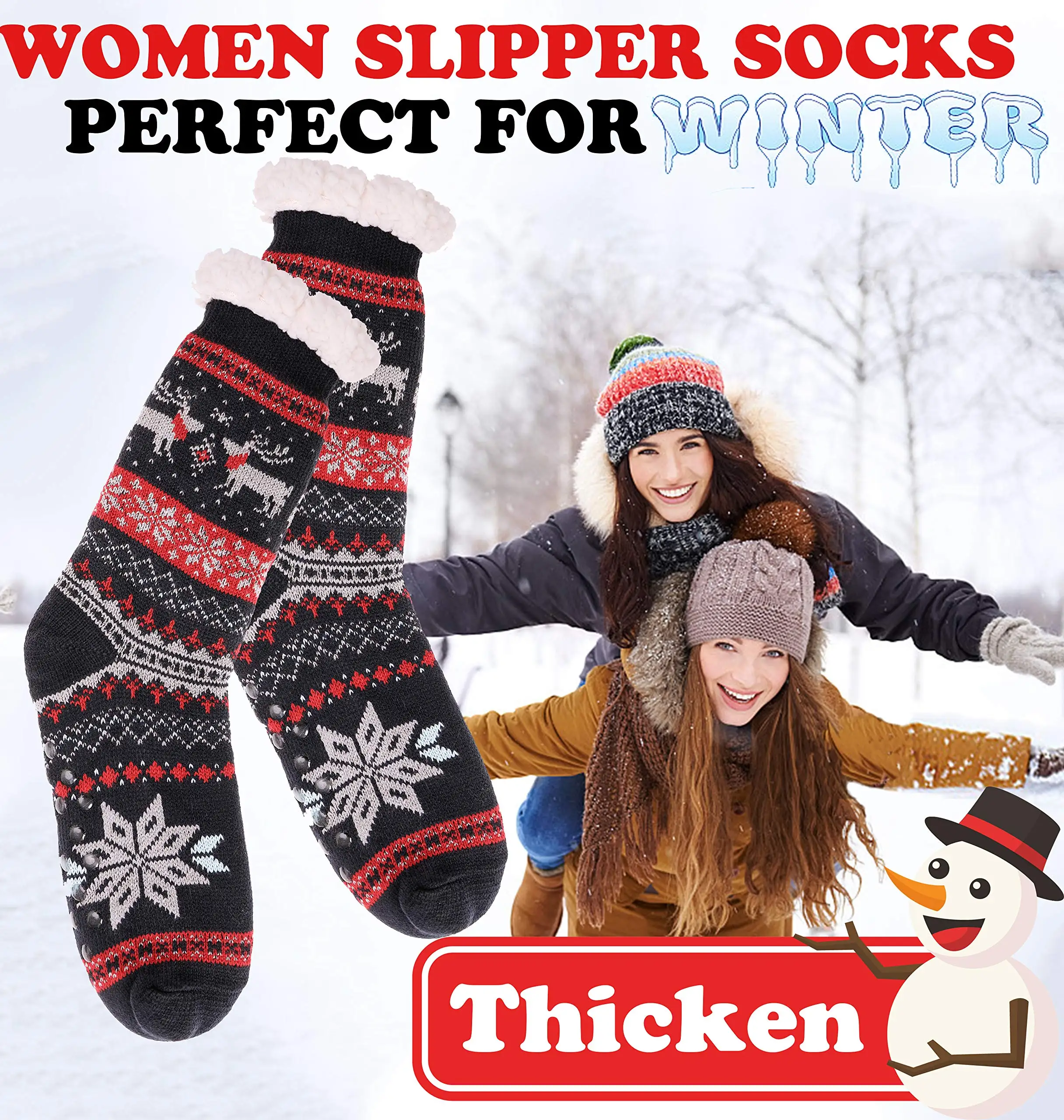Custom Winter Cozy indoor Socks New Year Christmas Santa Claus Snowman Socks Christmas Socks