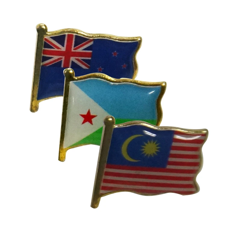 National flag lapel pins custom soft hard enamel badges epoxy doming pins