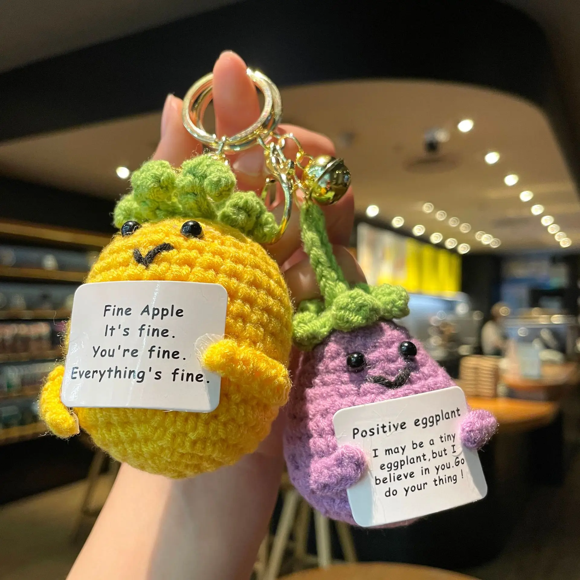 Positive Vegetable Family Knitting Gift Cute Crochet Desk Accessory Positive Pickle Potato Tomato Carrot Eggplant Handmade Gifts