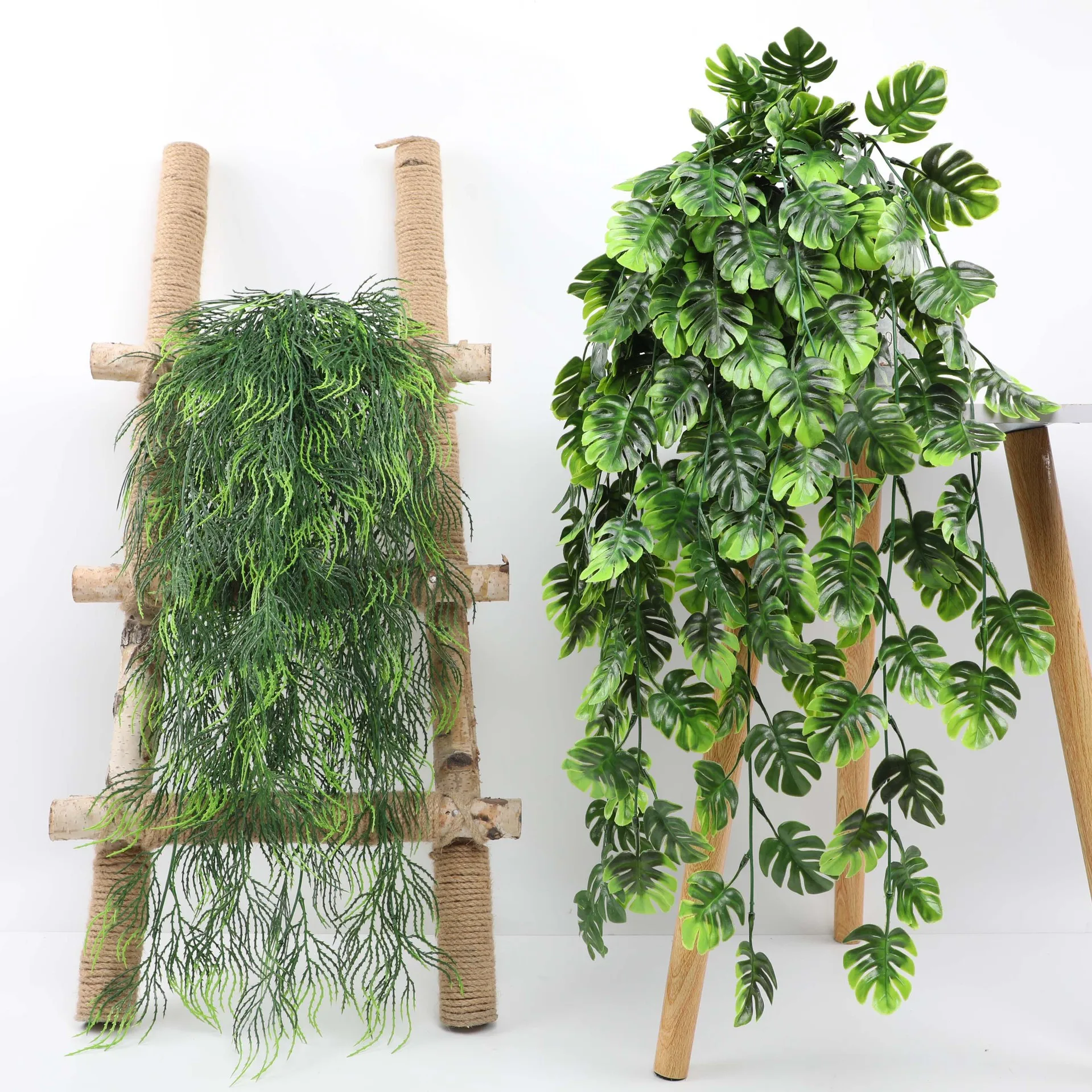 5 Stems Multi Models Lush Natural Lifelike Hanging Fake Artificial Plants for Wall Wedding Party Decor