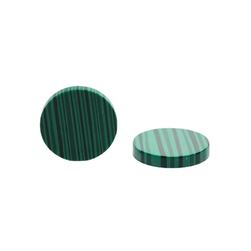 Custom Made Round Disc Double Flat Round Stones Synthetic Malachite Stone