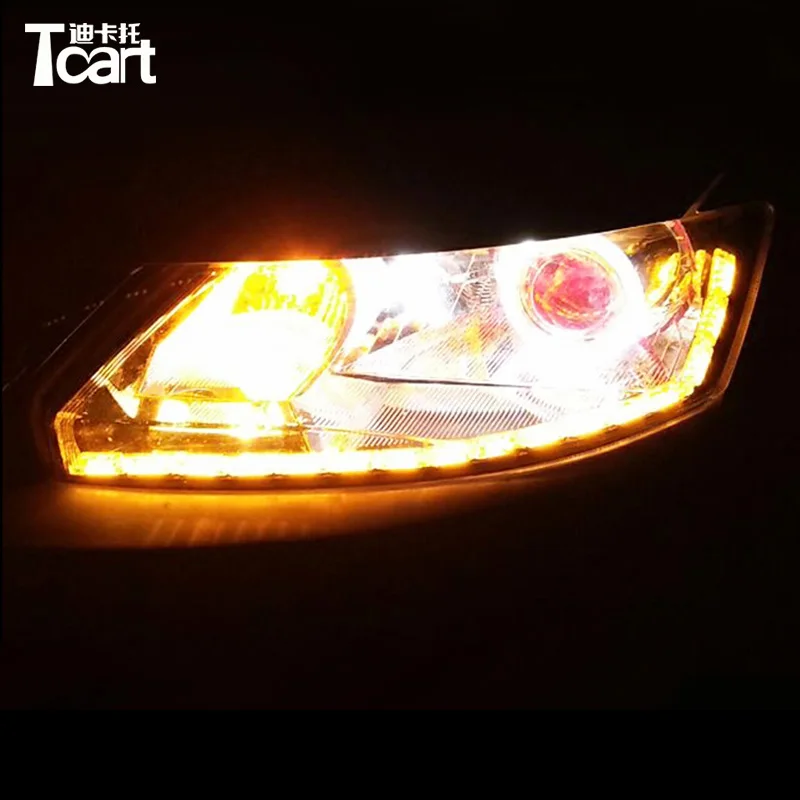Tcart автомобильное освещение 12 в 16 светодиодов гибкий Кристальный переключатель Белый drl желтый сигнал поворота плавные дневные ходовые фары drl