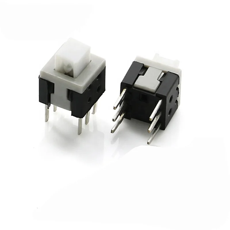 5.8*5.8mm Flat Latching Push Button Switch 6 Pins DIP Mechanical Mini Self-locking Switch