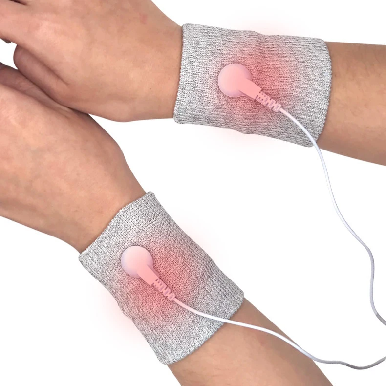 SKPURE Silver Nylon Spandex Conductive Wristband Electrode Massage Wrist Guard for Treatment
