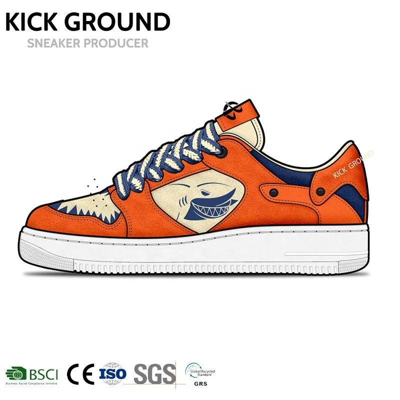 Kick Ground Custom Shoes Manufacturers Fashion Comfortable Thick Soles Replaceable Logo Diverse Custom Printed Sneakers