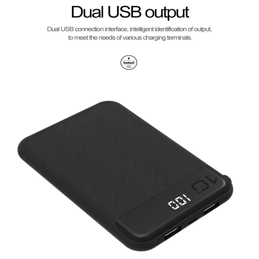Power bank 10000MAH double USB output portable charger mobile pocket from factory