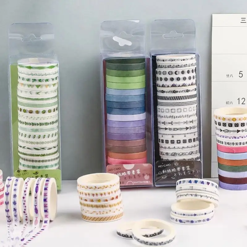 20pcs/pack Multi-color Washi Tape Scrapbooking Decorative Adhesive Tapes Paper Japanese Stationery Sticker R1645