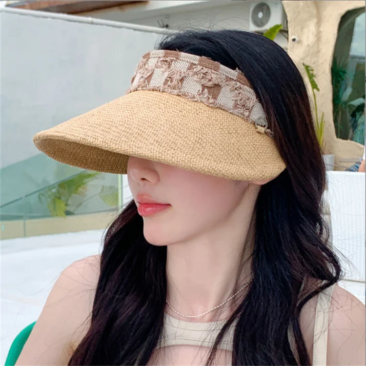 Female empty top big eaves hat travel sun protection hair hoop cap