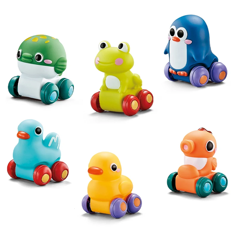 QS Factory New Baby Learning Clawing Cute Animal Car Toys Colorful Plastic Cartoon Free Wheel Vehicle Toys For Children Gift