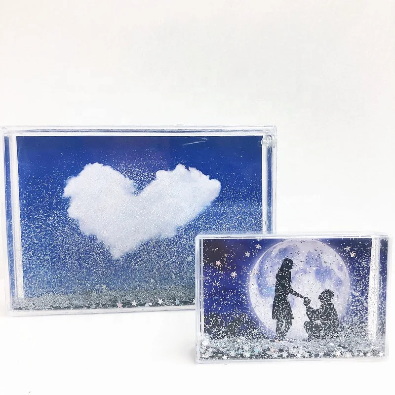 Cute Liquid Acrylic Photo Frames 4x6 Inch (10x15 cm) Glitter Picture Frame Wall Mount Nautical Lovely Home Decoration Snow Globe