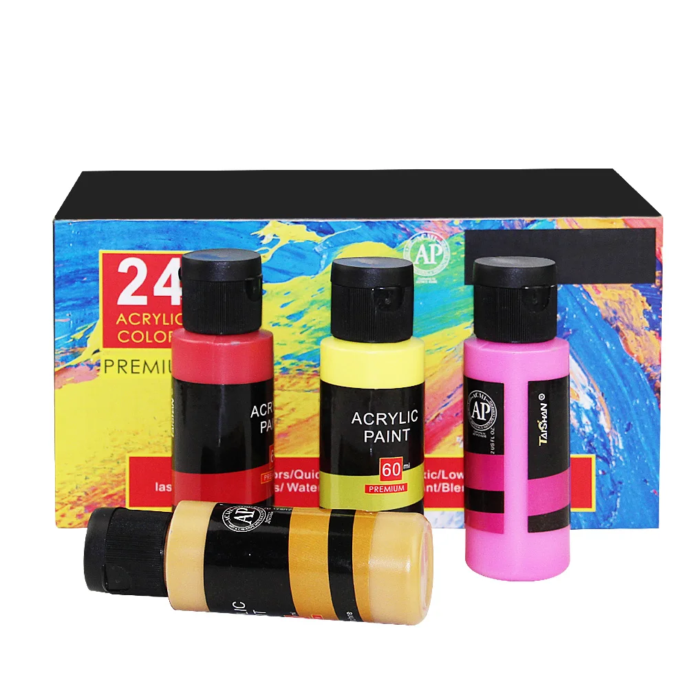 59ML 2OZ  24 Vivid Color Acrylic Paint Set for Canvas Wood Fabric Ceramic Crafts