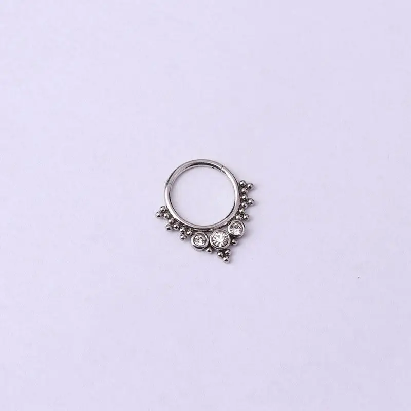 16G  Stainless Steel Cz Septum Clicker Piercing Hinged Segment Ring Diath Helix Nose Hoop Ring