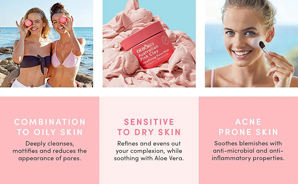 Hot Selling Private Label Natural Organic Facial Cleansing Kaolin Mud Mask Skin Care Face Brighten Whitening Rose Pink Clay Mask