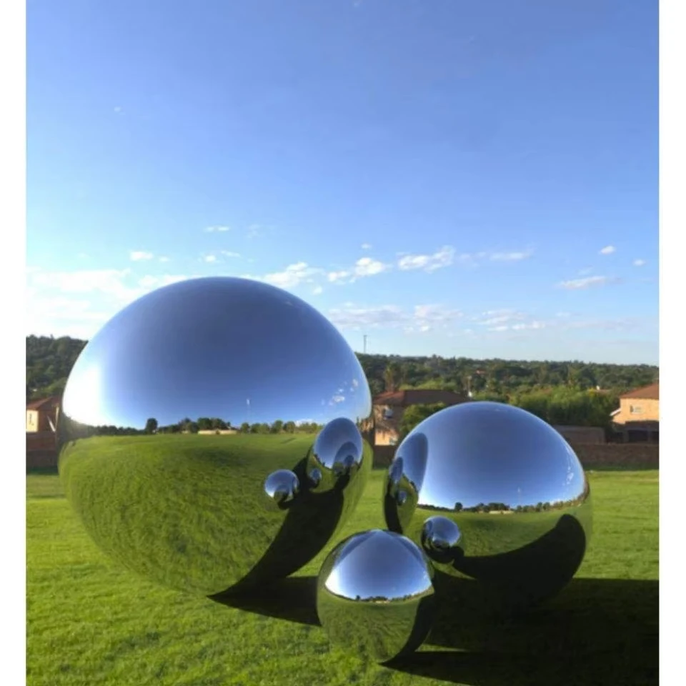 Outdoor Stainless Steel Hollow Mirror Metal Ball Fountain Garden Custom Decoration