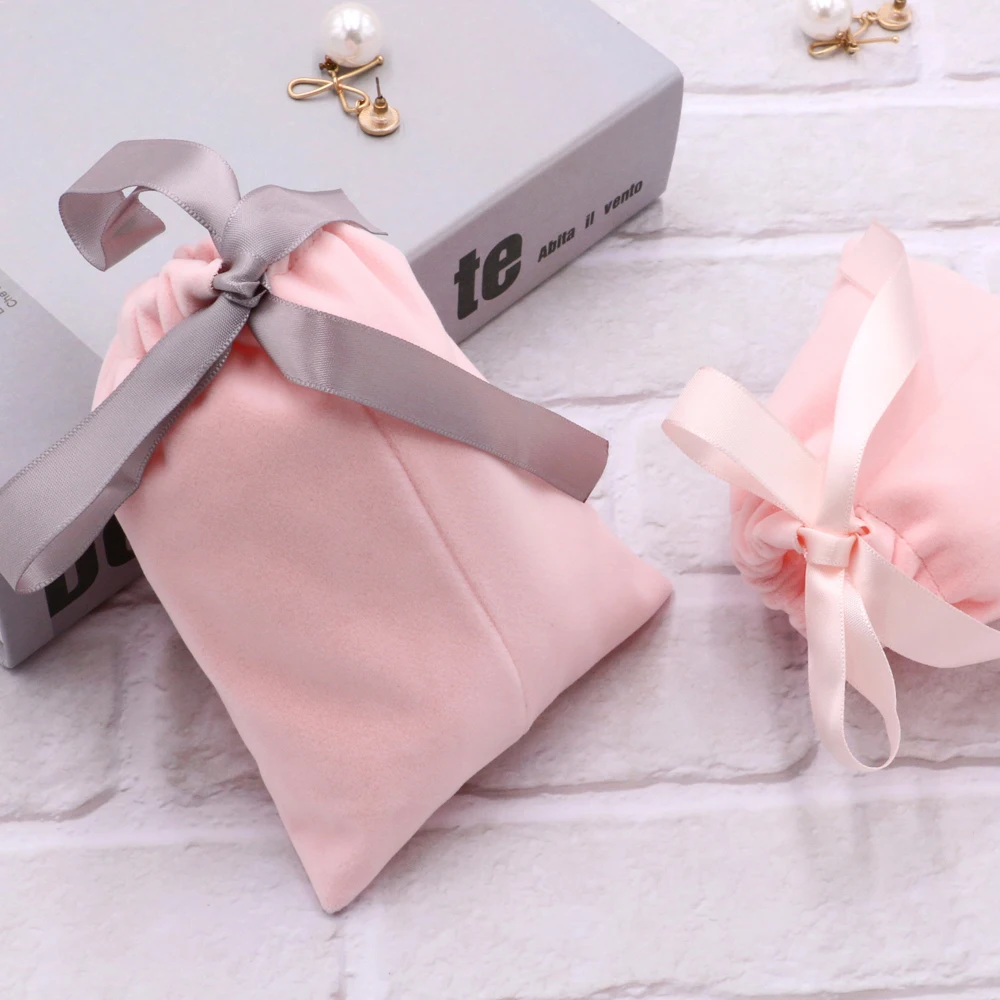 Custom Printed Pouch Bags Luxury Gift Velvet Pouches Packing Drawstring Packaging Bag