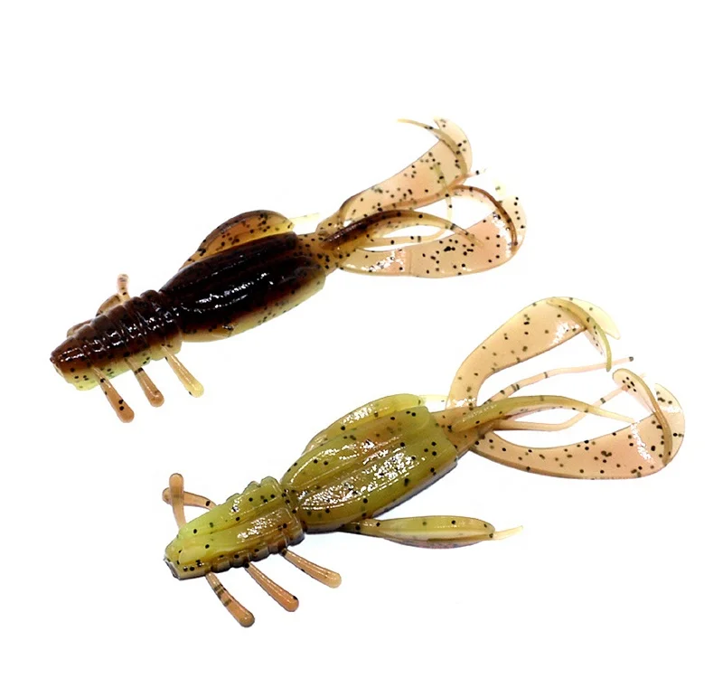 C 20PCS Fishing Lures Bass Fishing Jig Trailers Soft Plastic Shrimp Creature Crawdad Baits Kit