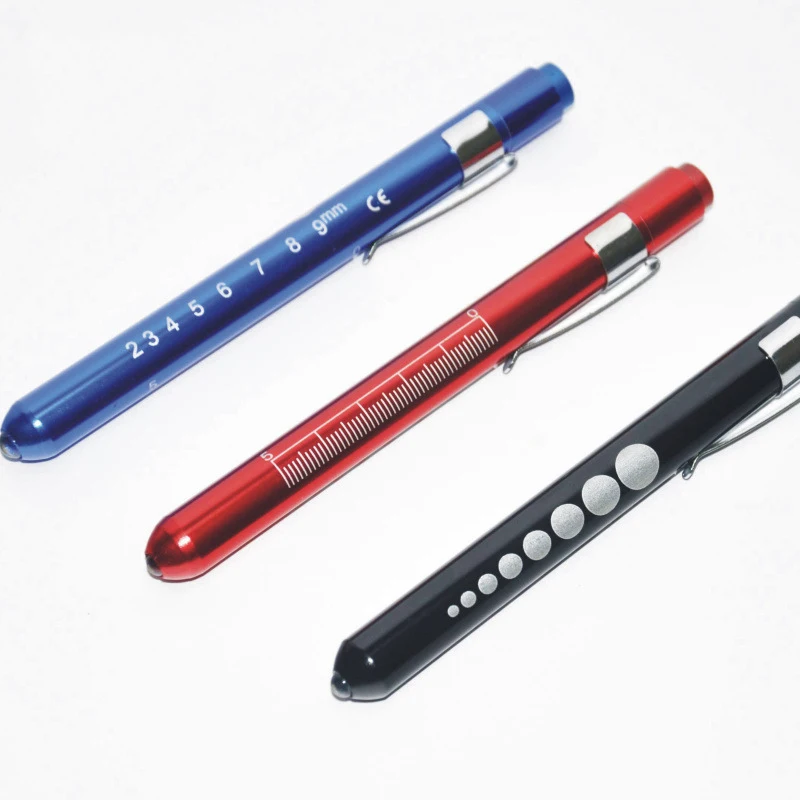 Cheap Aluminum Scale White Light Or Yellow Light Medical Nurse Pen Light,AAA battery Pupil Gauge Led Flashlight Penlight With Cl