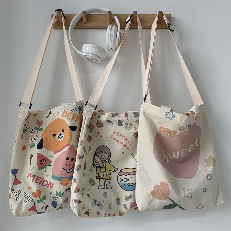 B775 2022 Custom Large Canvas Tote Cross Body Bag Tote Canvas Bag  Canvas Women Messenger Bag