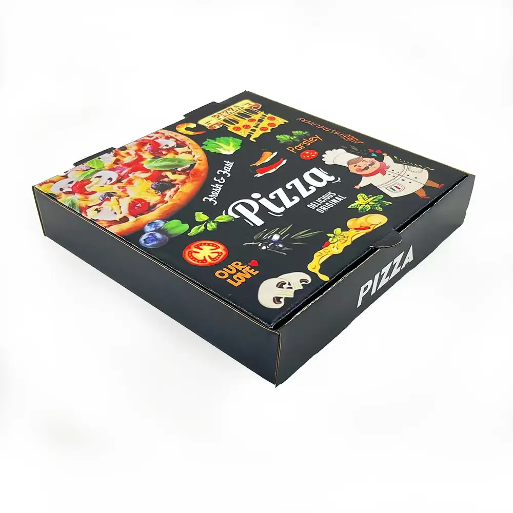 Food Grade Caja Para De Pizza Cardboard Corrugated Custom Carton Reusable Pizza Box Wholesale With Logo Printed
