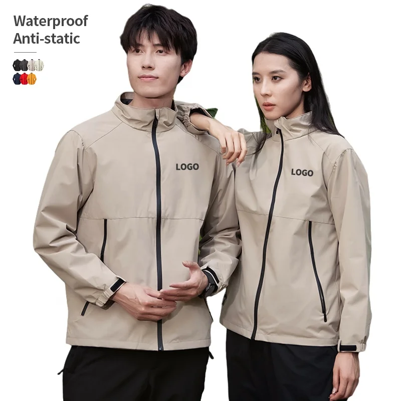 custom embroidery Anti-static waterproof stand collar windbreaker jacket for men