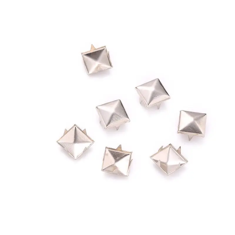 Wholesale DIY Crafts Square Pyramid Nailhead 9mm 10mm Four Claw Punk Spike Rhinestones for Clothes Hats Shoes Decoration